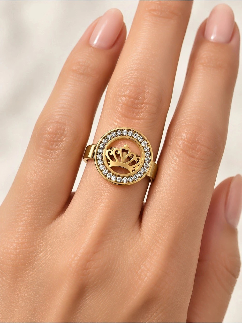 Gold-Tone Statement Ring steel 316L
